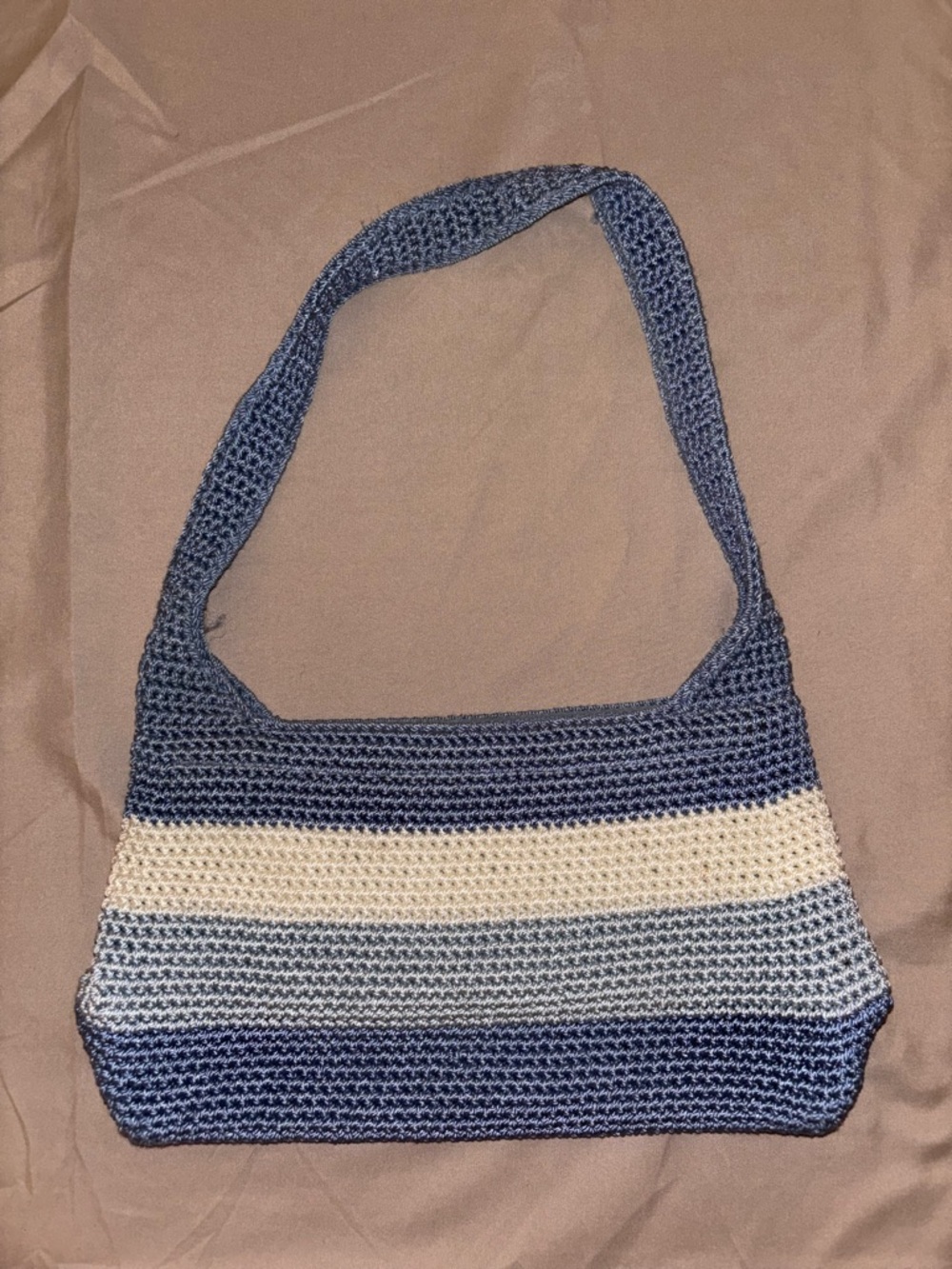 The Sak Blue and Cream Crochet Shoulder Bag